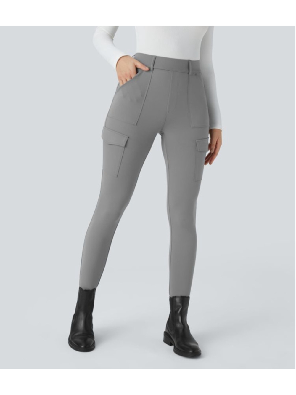 Halara Flex DayStretch High Waisted Skinny Cargo Work Pants Gray Size Small